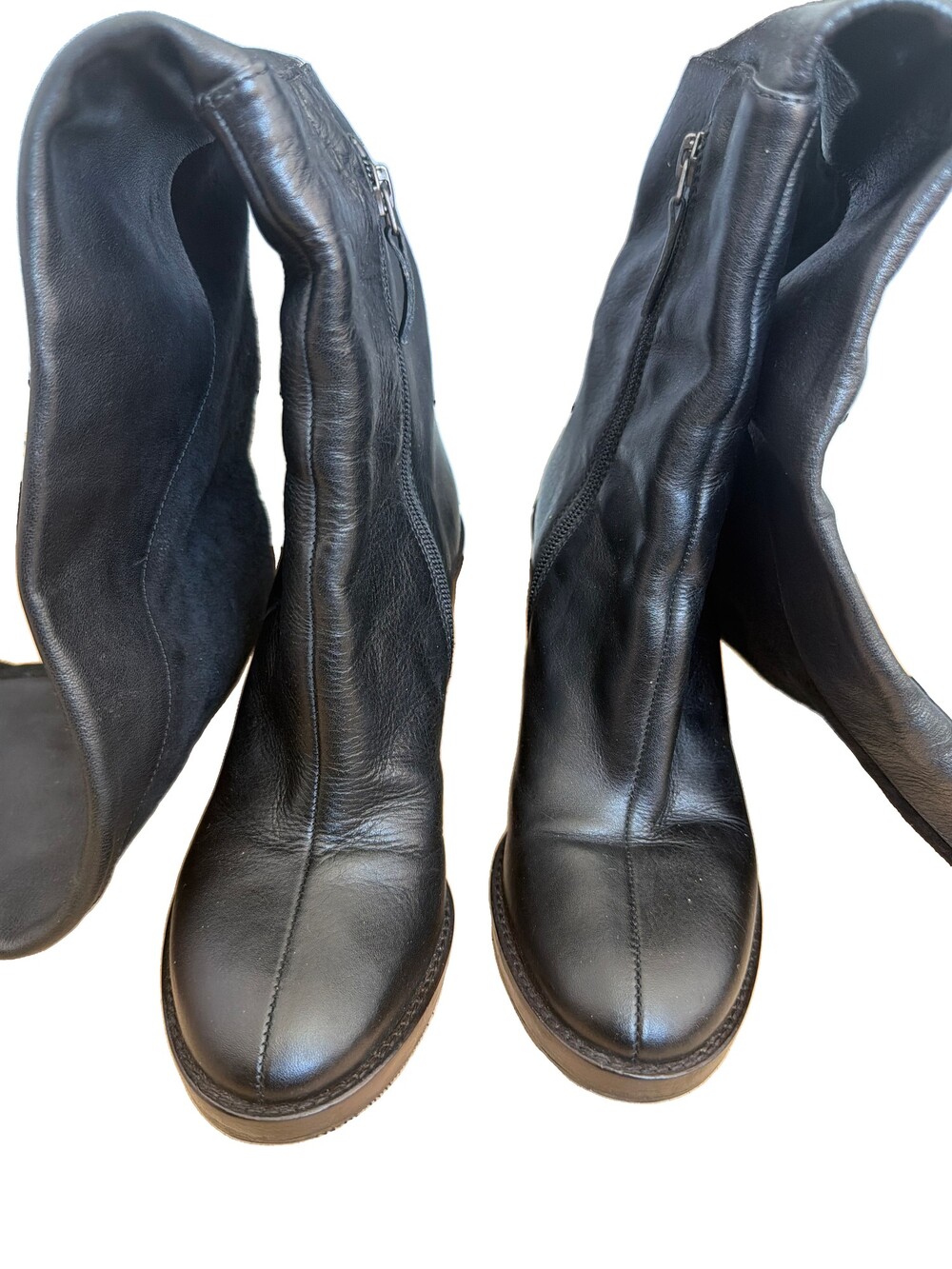 Vero Cuoio size 36 black leather & suede thigh high boots - Black